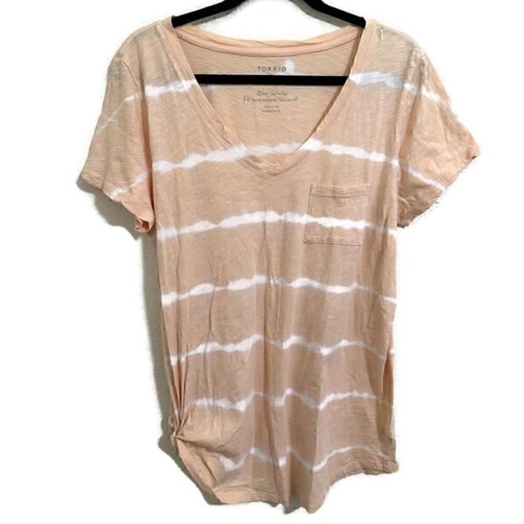 Torrid Blouse Size 0/Large Women's 100% Cotton Short Sleeve Classic Fit Tie Dye - Picture 1 of 4
